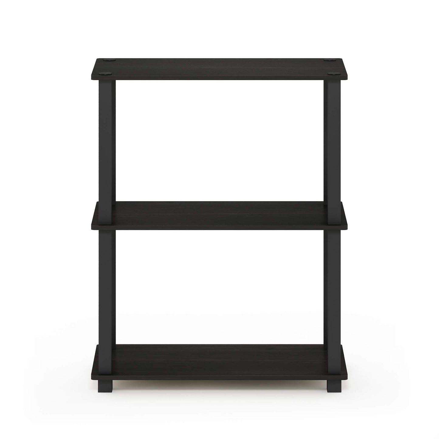 Furinno TURN-S-TUBE Storage Shelves, 3-Tier Book Shelf, Corner Shelf, Toolless Open Shelves, for Organization and Storage, Living Room, Garage, Home Office, Espresso