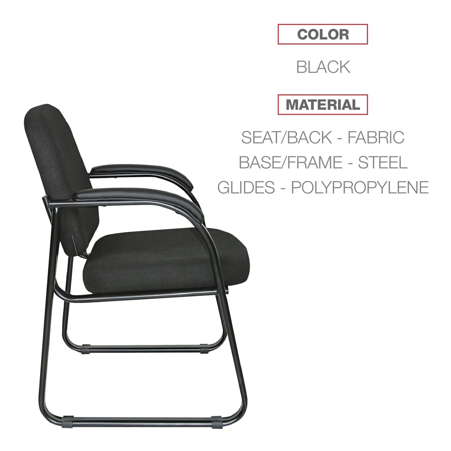 Alera Genaro Series Half-Back Sled Base Guest Chair, 25" x 24.80" x 33.66", Black