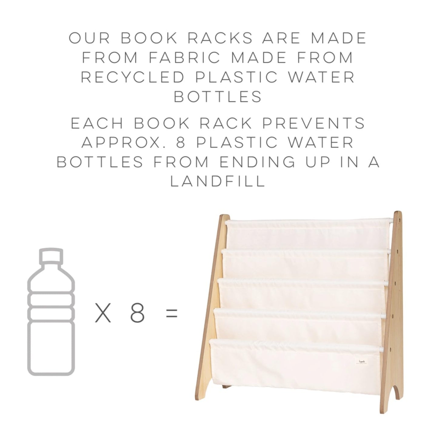 3 Sprouts Kids Bookshelf with Recycled Fabric - 4-Tier Sling Storage for Kids Rooms Holds 35 Titles - Toddler Organizer for Ages 3+ - Gingham Blue