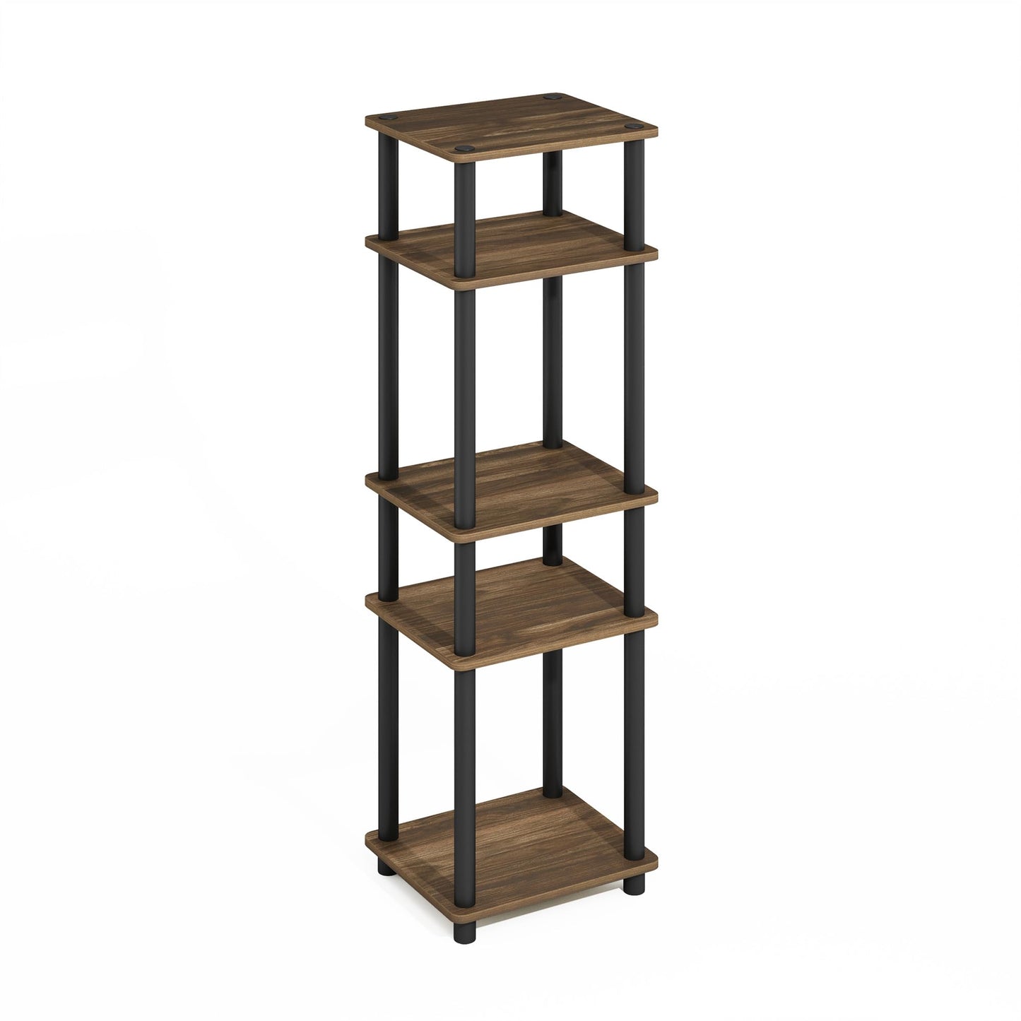 Furinno Turn-N-Tube Storage Shelves, Stackable Standing Shelf, Open Corner Shelf, for Organization and Storage, Living Room, Garage, Home Office, Columbia Walnut