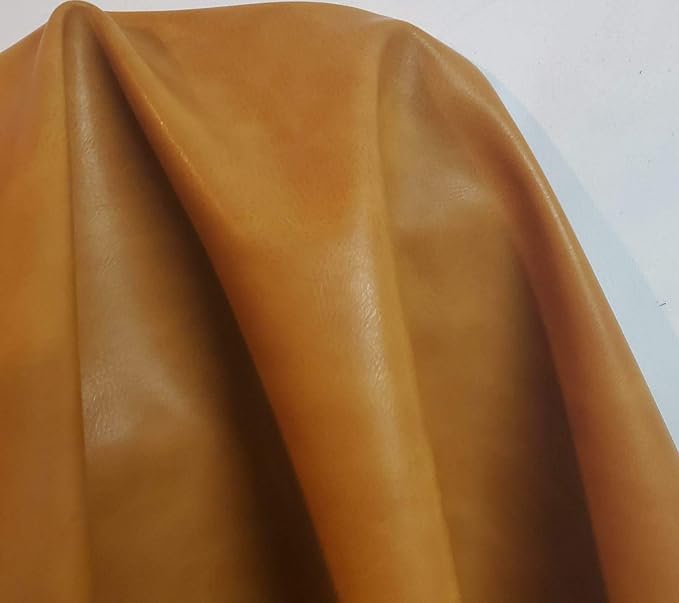 Caramel Light Tan Soft Faux Vegan PU Leather Sheet Fabric by The Yard Synthetic