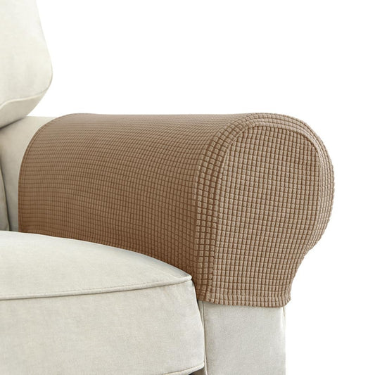 Chaexii Premium Polyester Sofa Arm Cover, Scratch Resistant Protector Covers, Washable, Elastic Armrest Covers for Square/Curved/Sloping Couch Armrests, 2Pcs (Lght Brown)