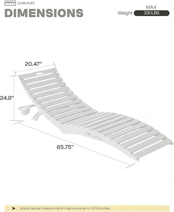 Folding HDPE Pool Lounge Chairs Set of 4, Pre-Assembled Outdoor Chaise Lounge