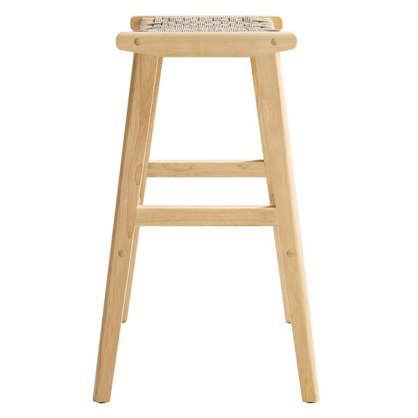 Modway Saoirse Woven Rope Wood Bar Stool - Set of 2 in Natural Natural