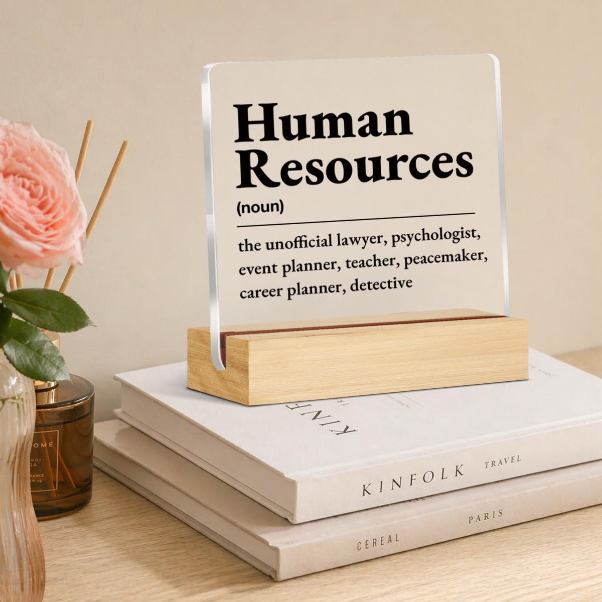 HR Appreciation Gifts for Men Women Coworkers, Funny Gifts for Manager Director Human Resources Definition Acrylic Desk Sign Office Decor