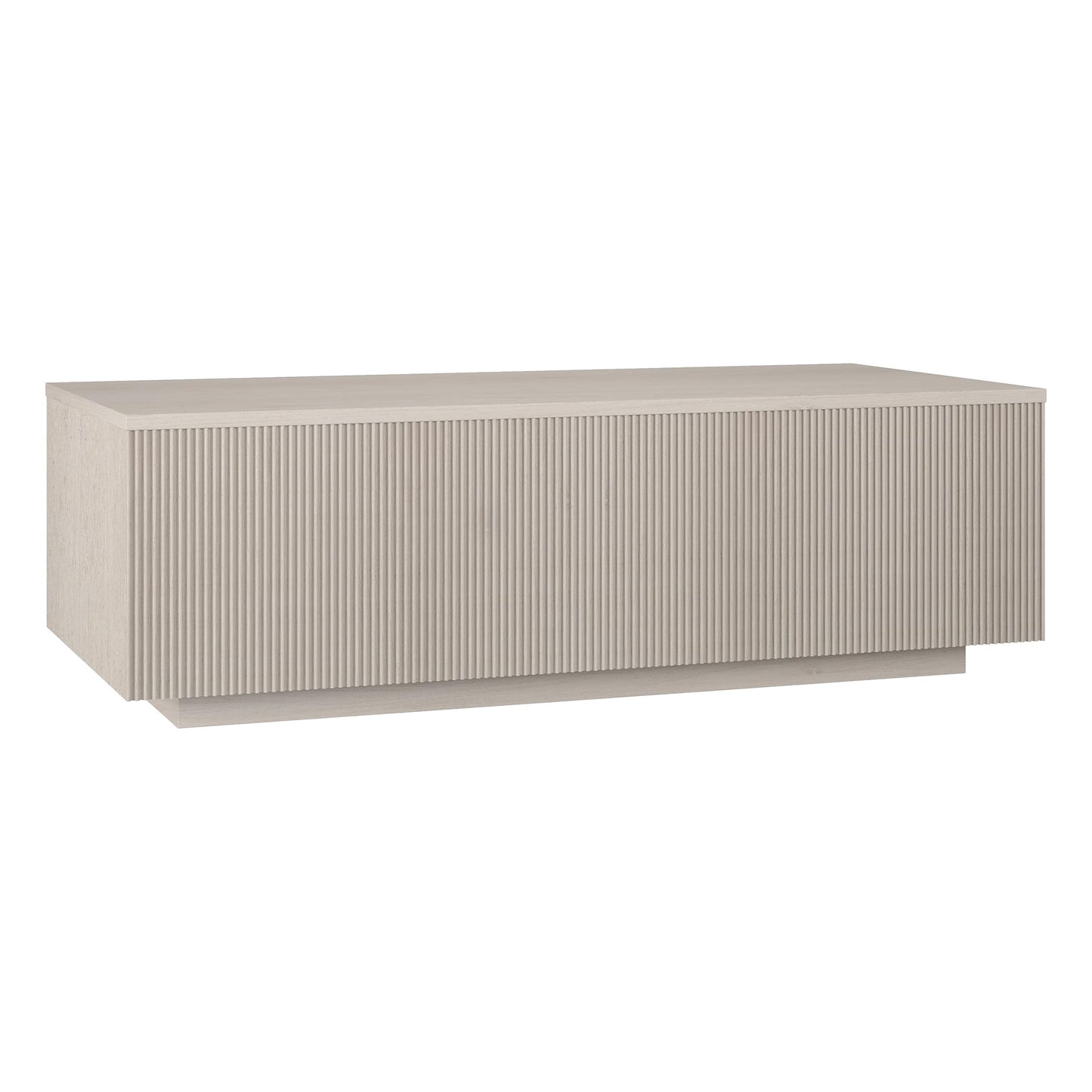 Henn&Hart 48" Fluted Rectangular Low-Profile Coffee Table with Ribbed Base for Living Room, Family Room, or Office, Beech White