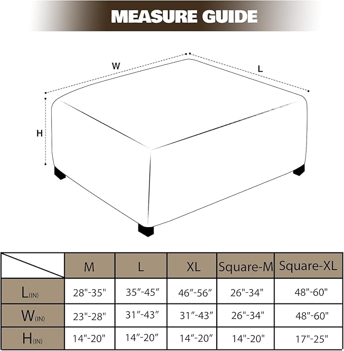 NeColorLife Square Ottoman Cover Jacquard Fabric Ottoman Slipcover Thick