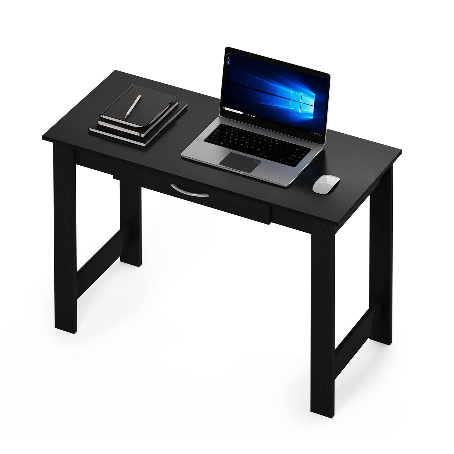 FURINNO Jaya Writing Desk For Residential Use With DrawerBlack, Blackwood, Large