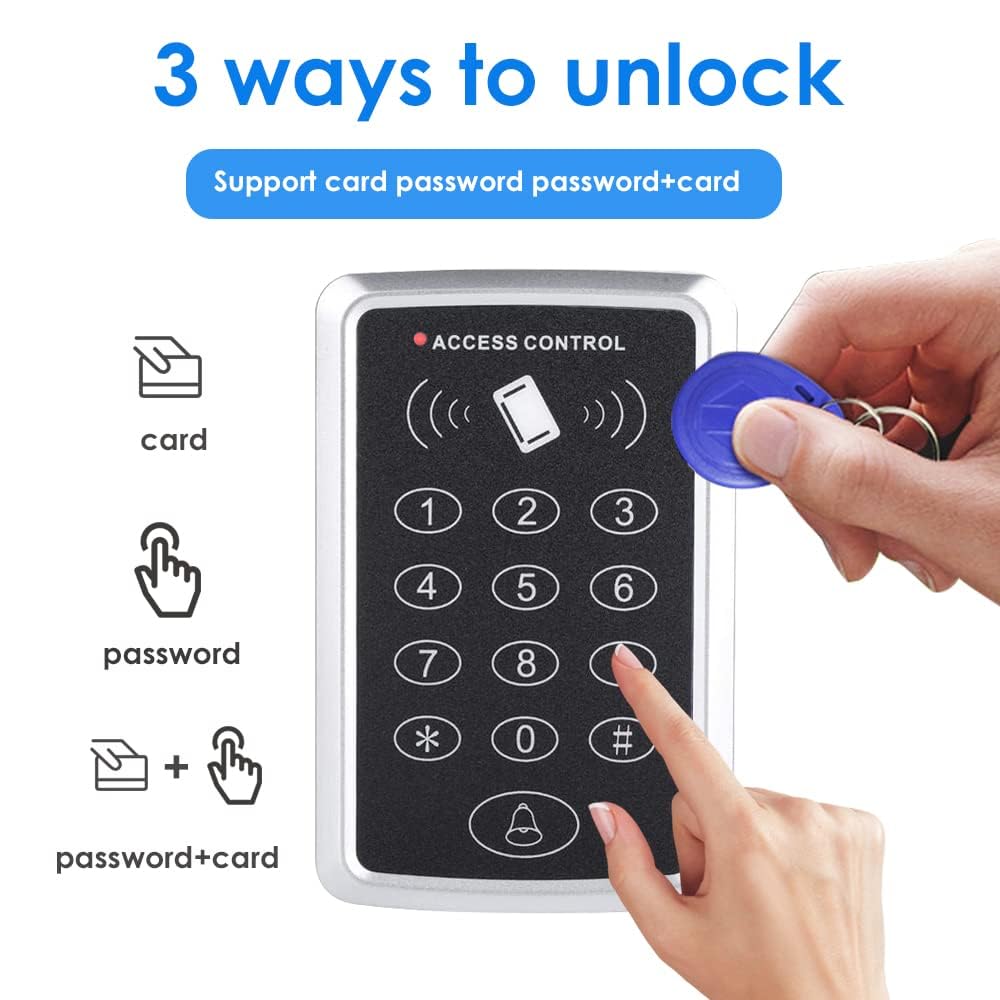 BSTUOKEY Door Access Control Keypad, Stand-Alone Password RFID Reader+5PCS Keyfob Keychain for Entry Home Security Access Controller