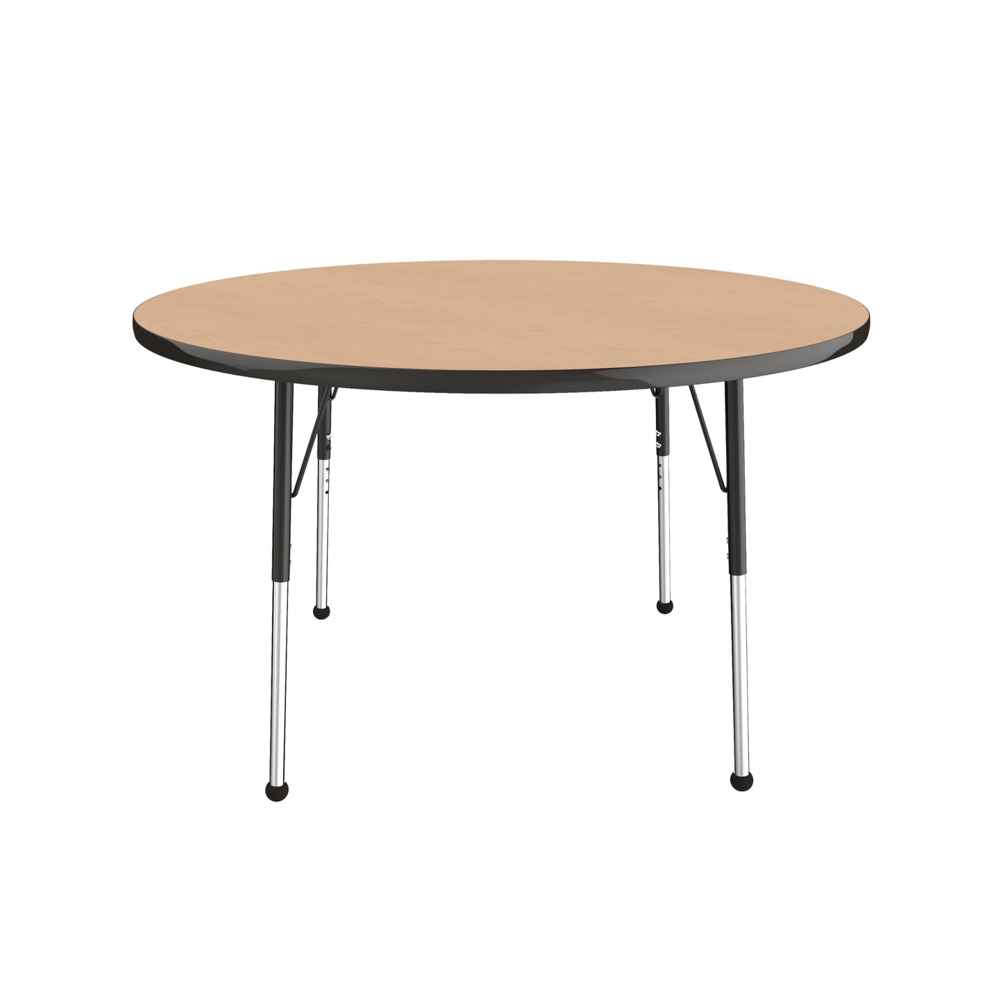 Factory Direct Partners FDP 48" Round Thermofused Classroom Activity Table with Standard Ball Glide Legs, Adjustable Height 19"-30" - Maple/Black, 10138-MPBK