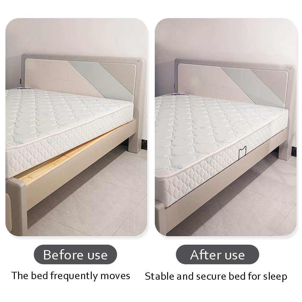 YueLvoe 2Pcs Mattress Slide Stopper, Heavy Duty Mattress Retainer Bar for Bed Frame, No Drill Mattress Gripper to Prevent Sliding, L-Shaped Mattress Stabilizer for RV Bed, Fits Most Mattresses (4in)