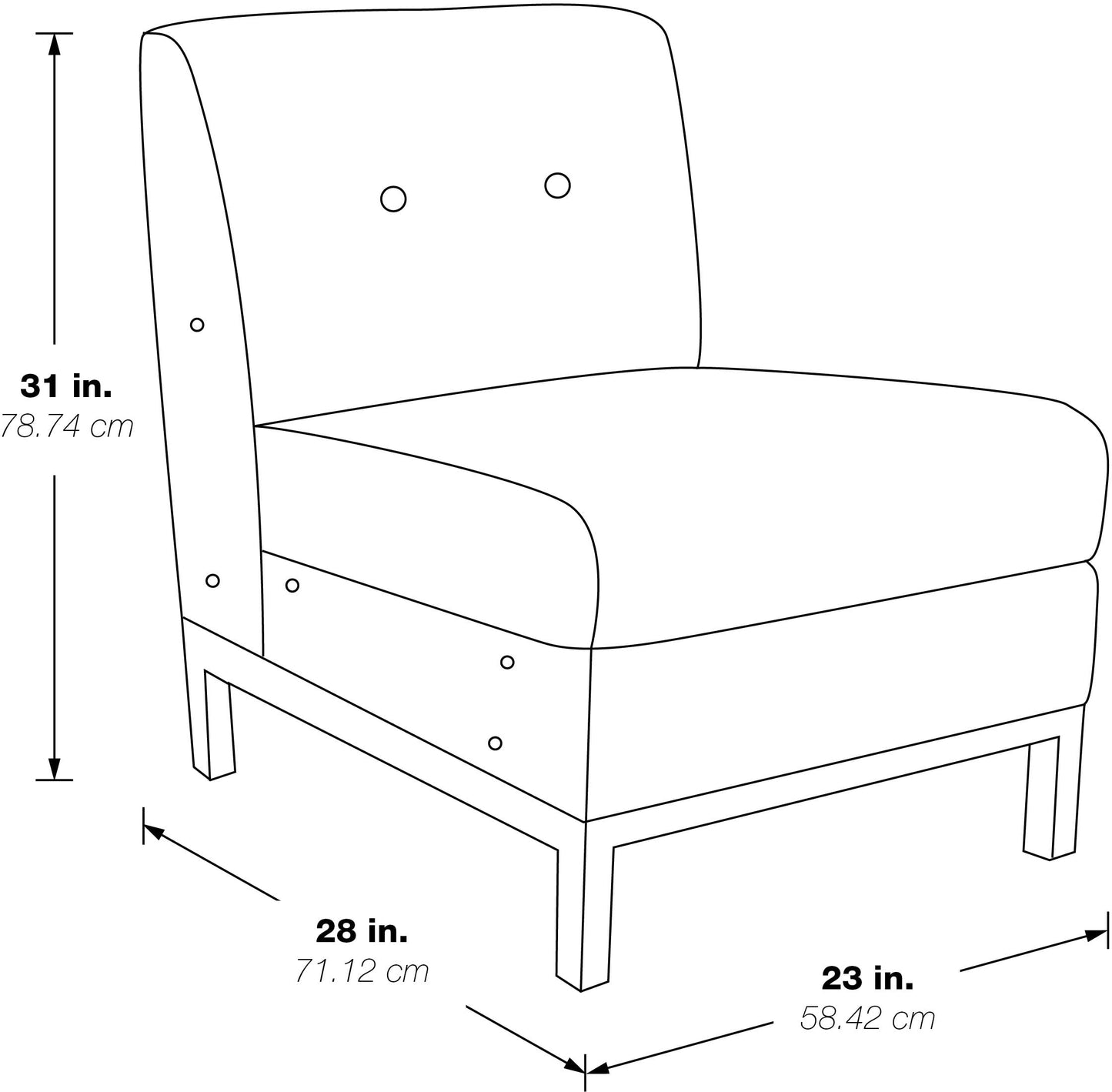 OSP Home Furnishings Wall Street Armless Faux Leather Chair, Espresso
