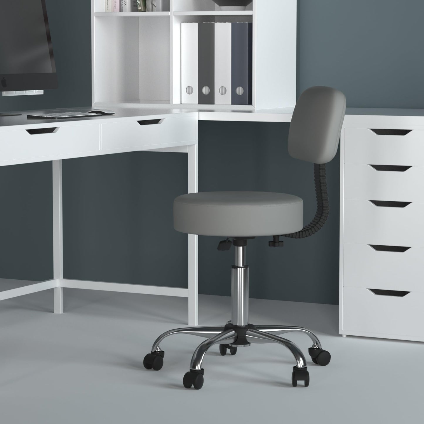 Boss Office Products Be Well Medical Spa Professional Adjustable Drafting Stool with Back, Grey (B245-GY)