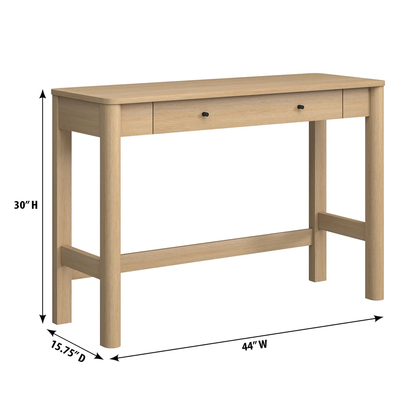 Walker Edison Penelope Modern Writing Desk with Drawer Storage, 44 Inch, Coastal Oak
