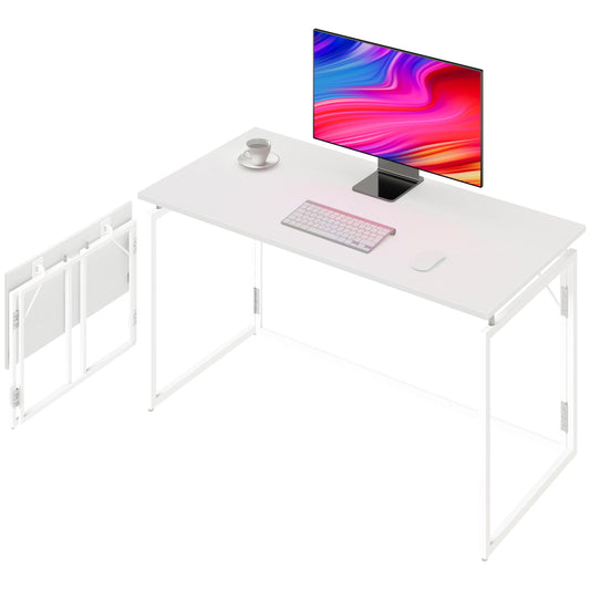 alawooder Folding Desk - 39.4” Wood Top Foldable Desk for Small Spaces | No Assembly Required Compact Desk for Home Office, Writing, and Study