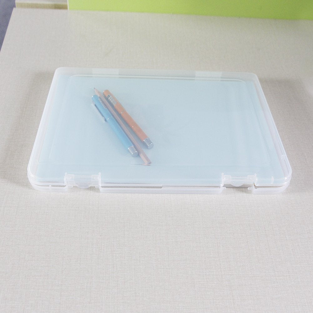 Co-link Portable A4 File Box Transparent Plastic Box Office Supplies Holder Document Paper Organizers Case PP Storage Collections Container Magazine Organizers Box Case 2pcs (11.8 x 8.3 x 0.8inch)