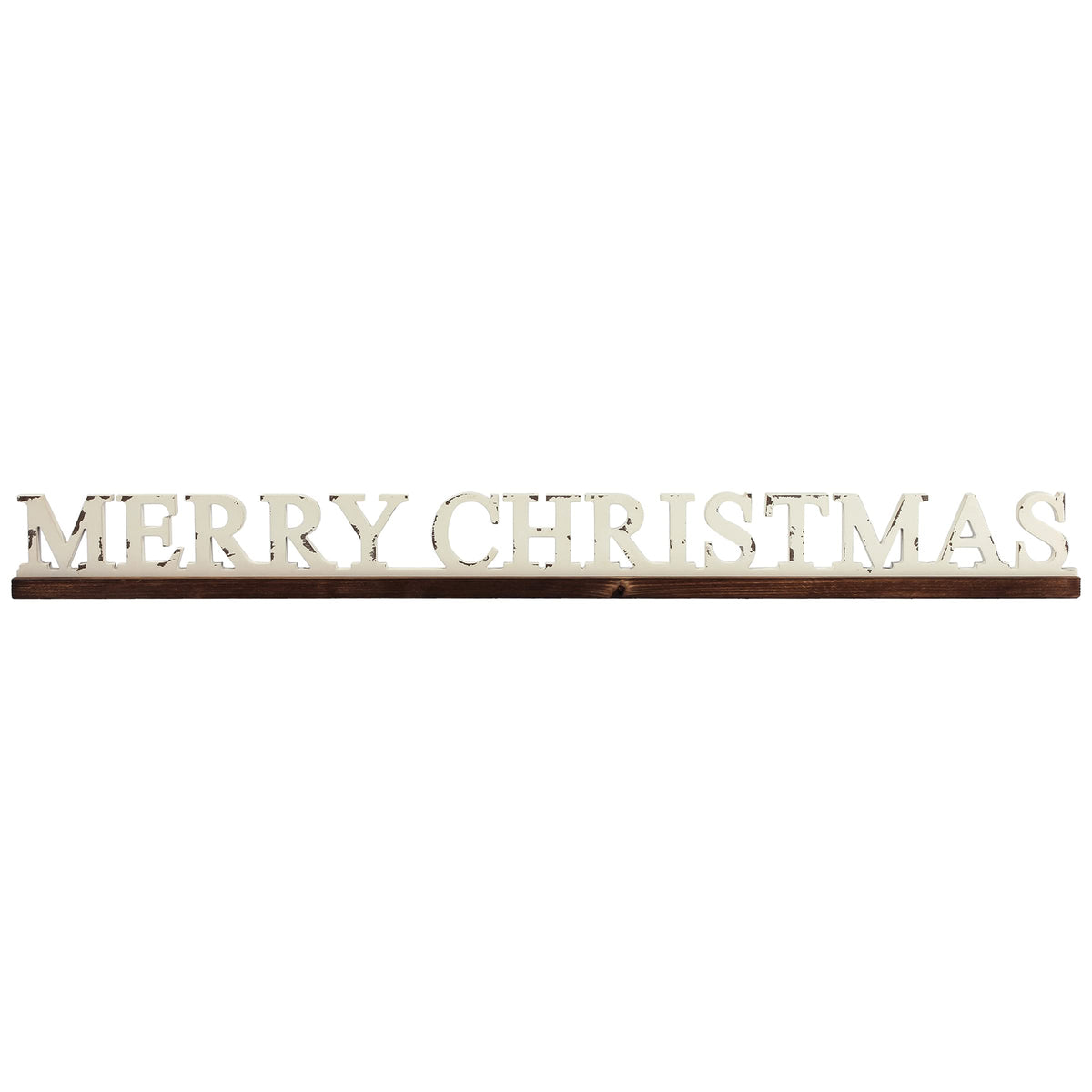 Farmhouse Merry Christmas Signs for Home Decor 36 inch, Handmade Distressed Finish White Winter Decor Christmas Wood Signs, Rustic Long Xmas Sign for Tabletop Shelf Mantle Living Room Bedroom