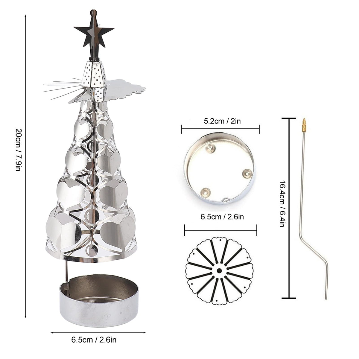 CHEOTIME Spinning Candle Holder with Cup, Rotary Candle Holder Rotating Candlestick Set for Romantic Wedding Christmas Party Home Table Decorations (Heart)