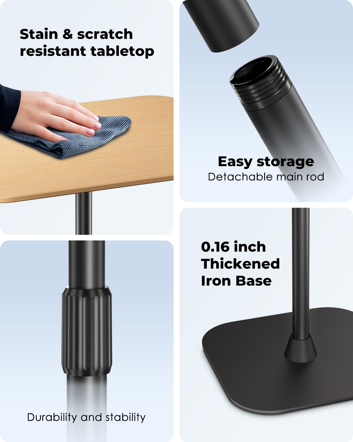Viozon Floor Laptop Stand for Bed,Laptop Table, Small & Portable Standing Desk with Adjustable Height 26.7"-36.62", Quick Installation for Office,Conference Room,Living Room,Home Office,Bed/Sofa Side