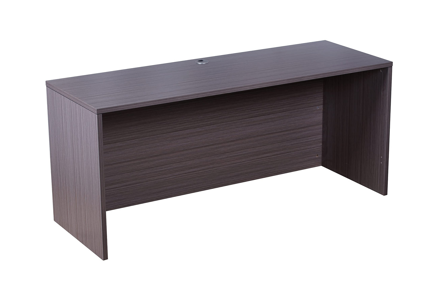 Boss Office Products 71 Inch Executive Office Suite with 2 File Storage Pedestals, Credenza and 4 Door Hutch, Driftwood