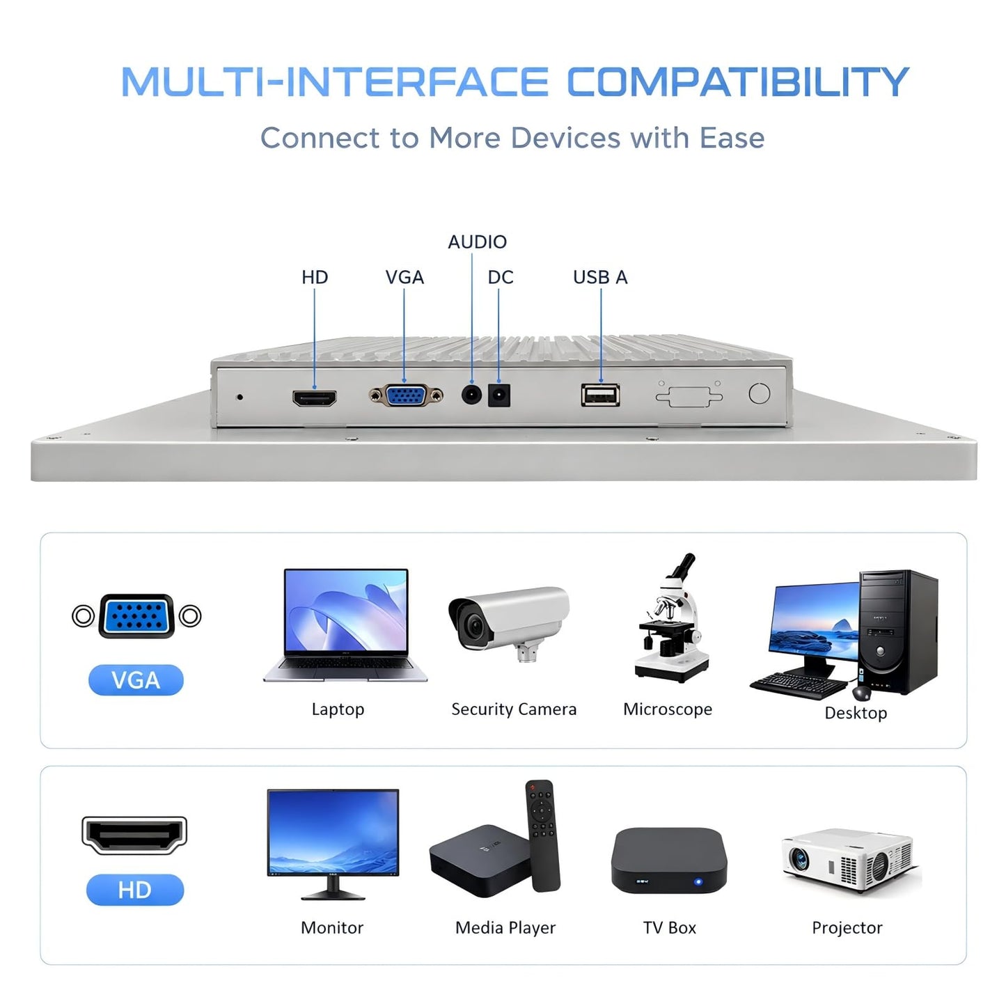 Tokigns 21.5 Inch Capacitive Multi-Touch Screen Industrial Monitor, 16:9 FHD Display 1920 x 1080P, Built-in Speakers, USB, VGA& HD Ports, Digital Signage Displays and Player for Advertising