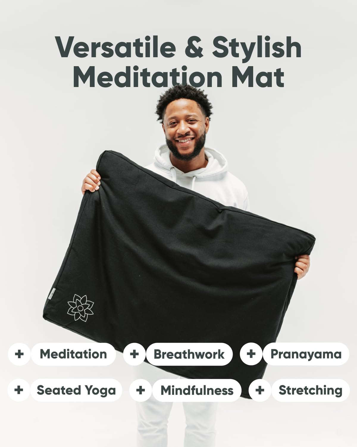 Mindful Modern Zabuton Meditation Mat - Cotton Filled Yoga and Meditation Pad - Zabuton Meditation Cushion for Kneeling and Sitting Support - Large Rectangular Sitting Floor Pillow for Bench or Zafu