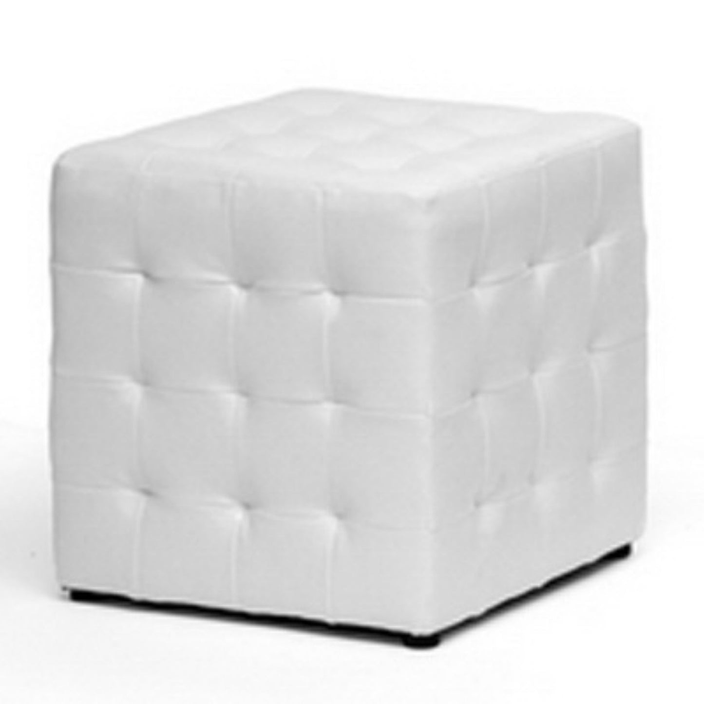 Baxton Studio Siskal Modern Cube Ottoman, White, Set of 2,