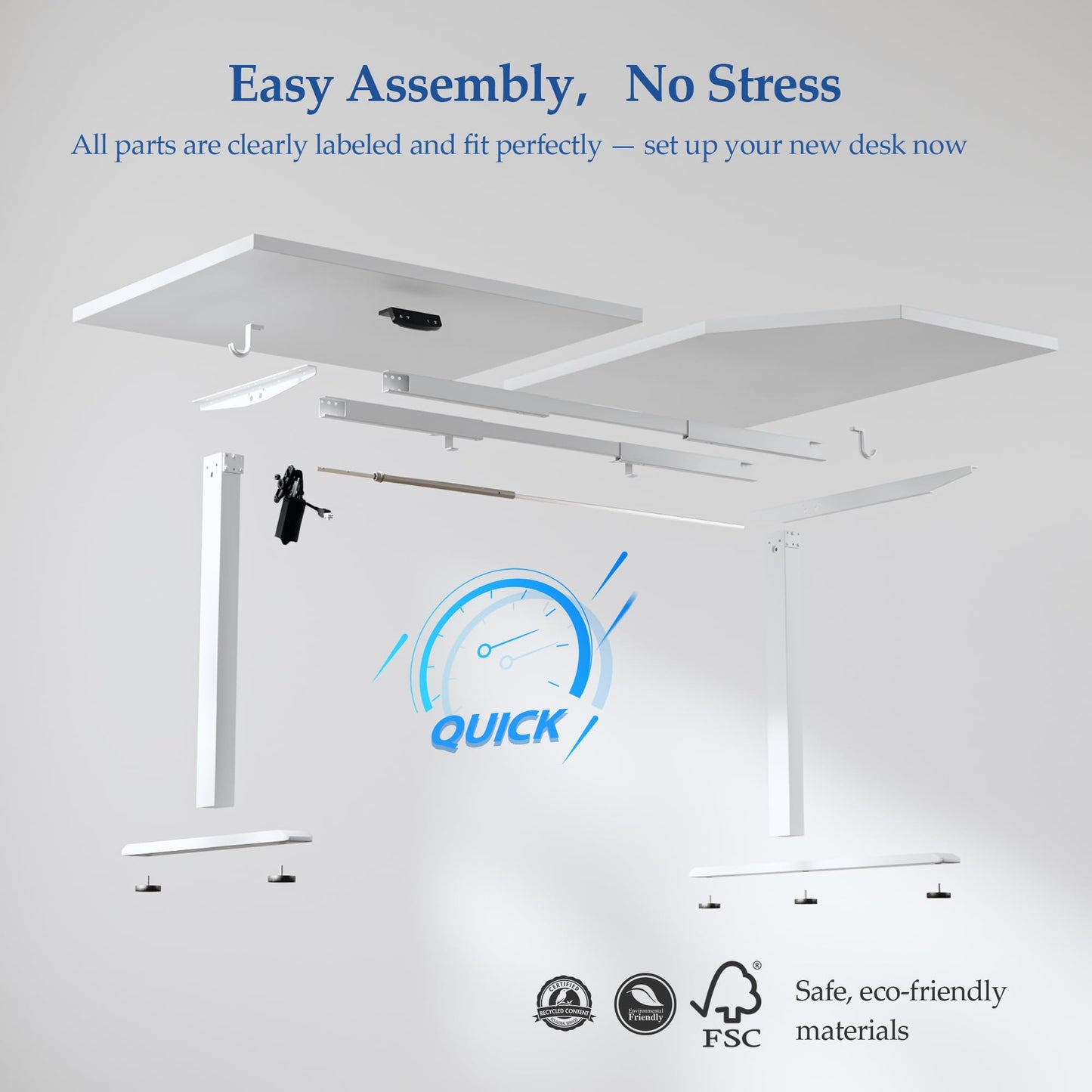 Klicelor L Shaped Standing Desk 55 x 31.5 Inch, Electric Height Adjustable Corner Desk for Home Office Workstation, Ergonomic Sit Stand Computer Table with Memory Controller, White