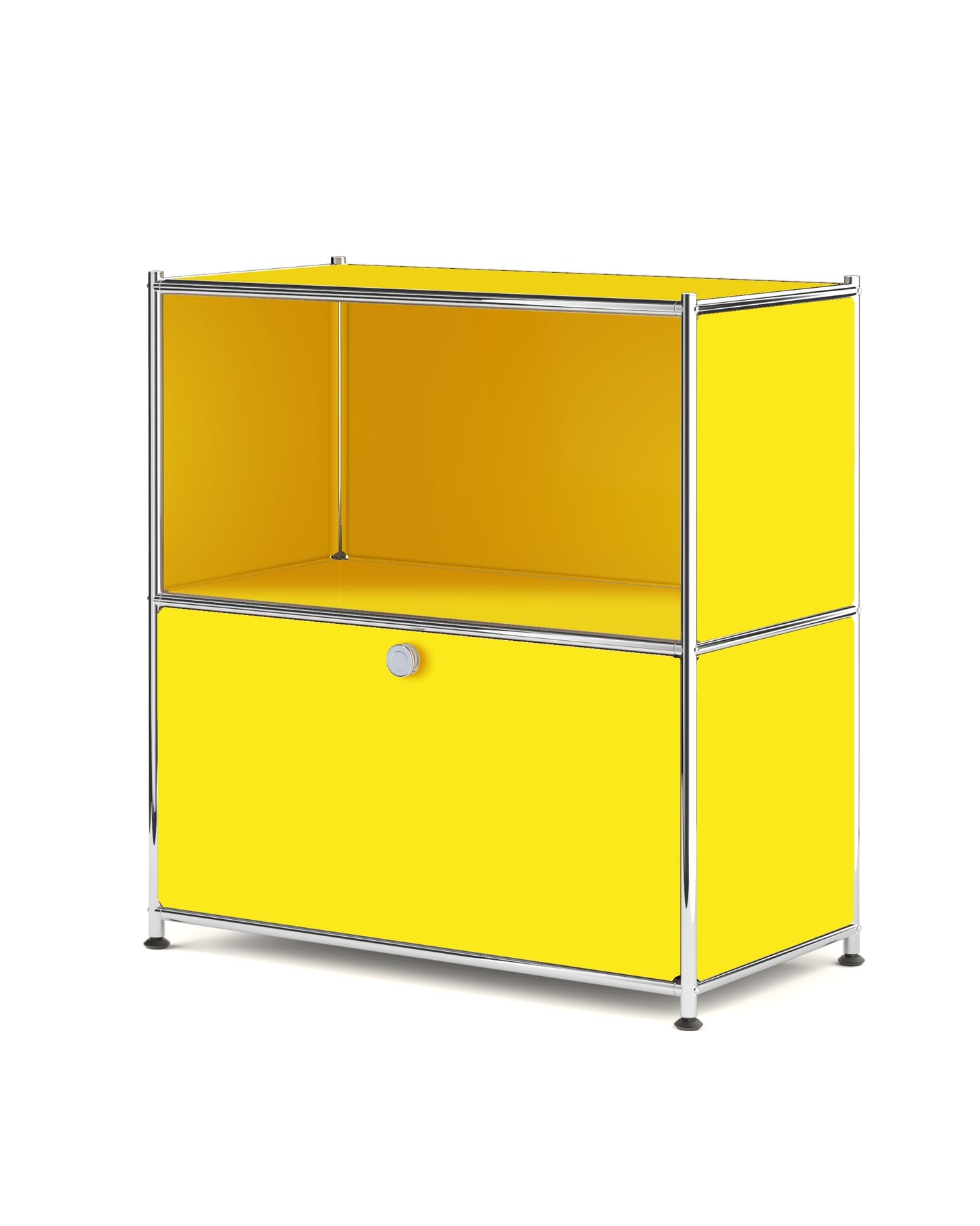 Simplink 32.5-Inch Flip-Top Storage Cabinet with Detachable Wheels, Metal Side Table and Small Sideboard Cabinet for Living Room, Bedroom, Office, Orange