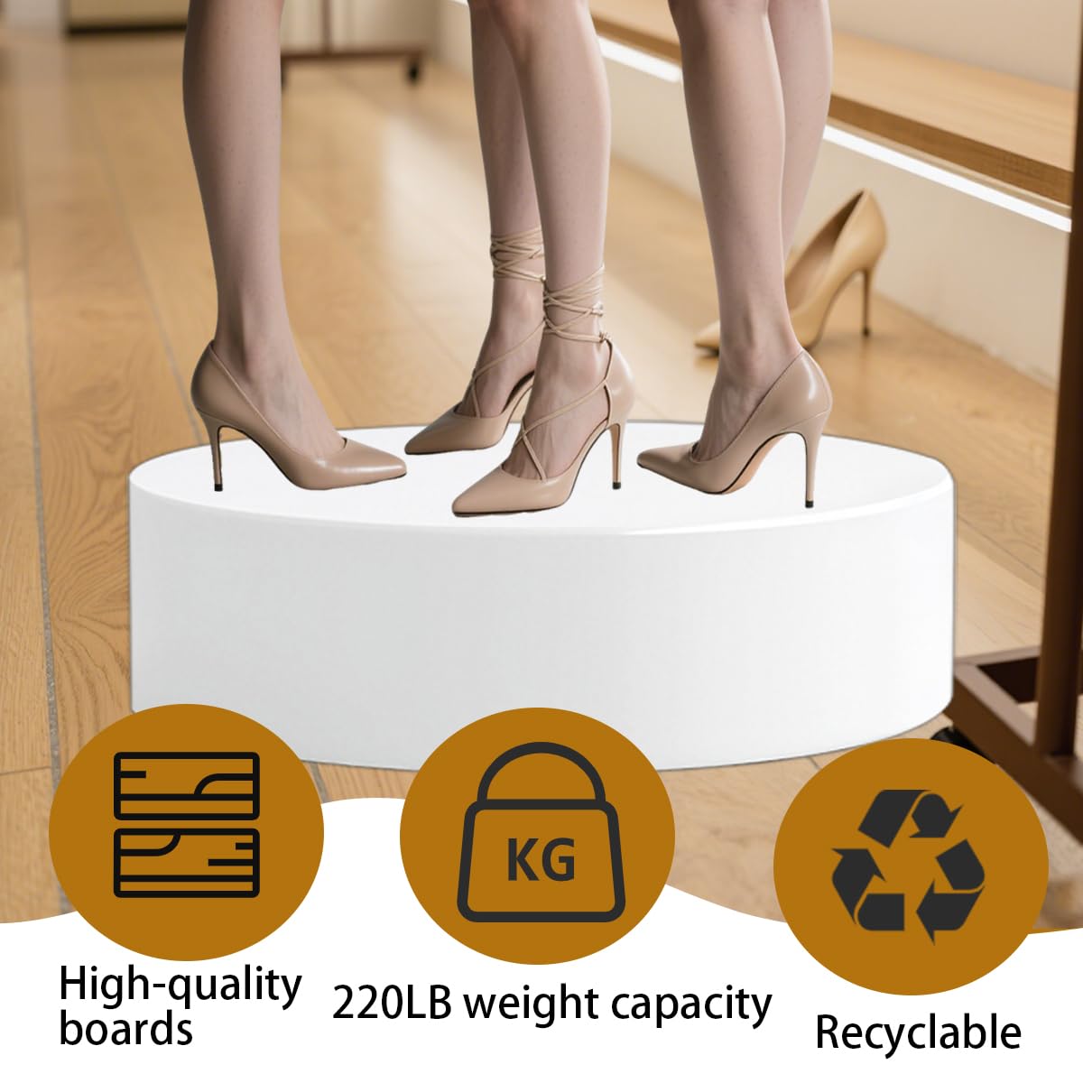 Esamploe Round Display Pedestal Stands,23.6x5.9 In Pedestal Stands for Wedding Dress Display,Large Cylinder Pedestals Stands for Parties,Wedding Dress Store Retail Displays,Models,Comic Conventions