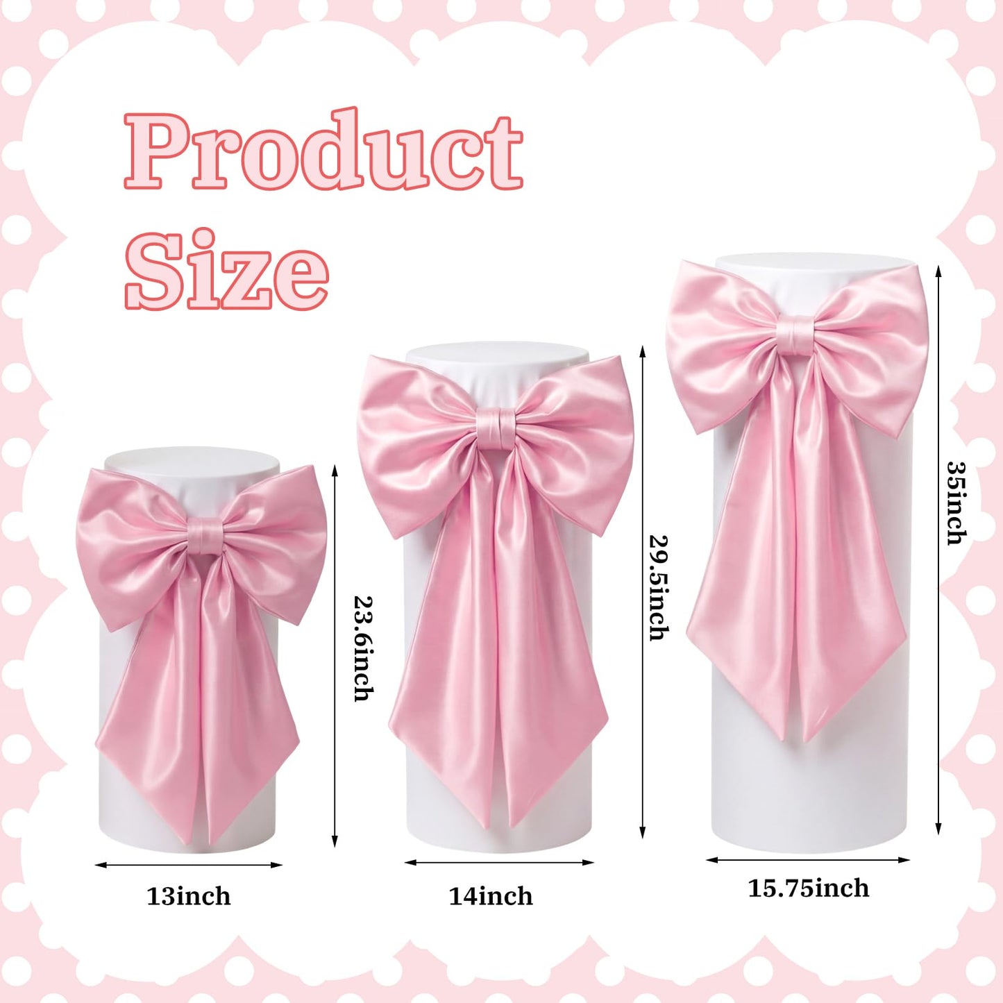 SmoothNovelty 3 Pcs Pink Bow Cylinder Pedestal Stand Covers Spandex Flexible Display Pedestal Covers Round Plinth Pillar Wrap for Birthday Party Wedding Baby Shower Decor