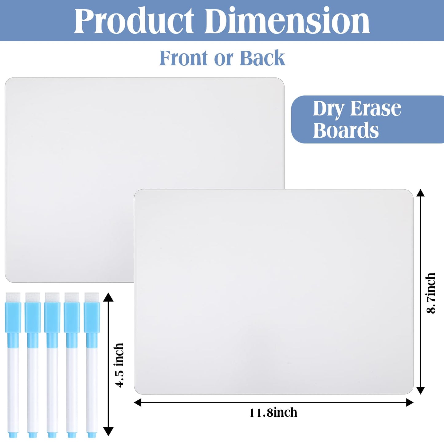 Fulmoon Dry Erase Lapboard Set with Markers Dry Erase Boards Classroom Pack Small White Board 9"X12" Mini Double Sided Whiteboard Set Lapboards for School Supplies(100 Pcs)