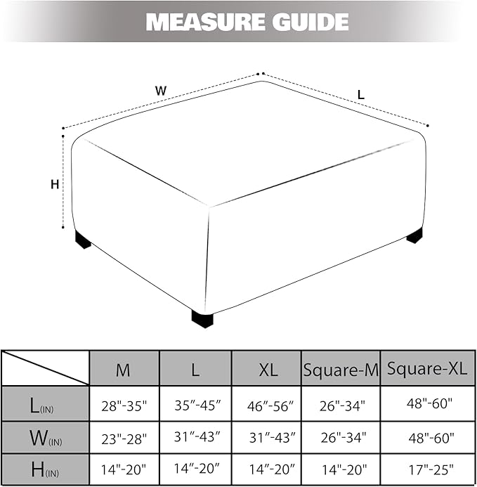 NeColorLife Square Ottoman Cover Jacquard Fabric Slipcover Thick Stretchable