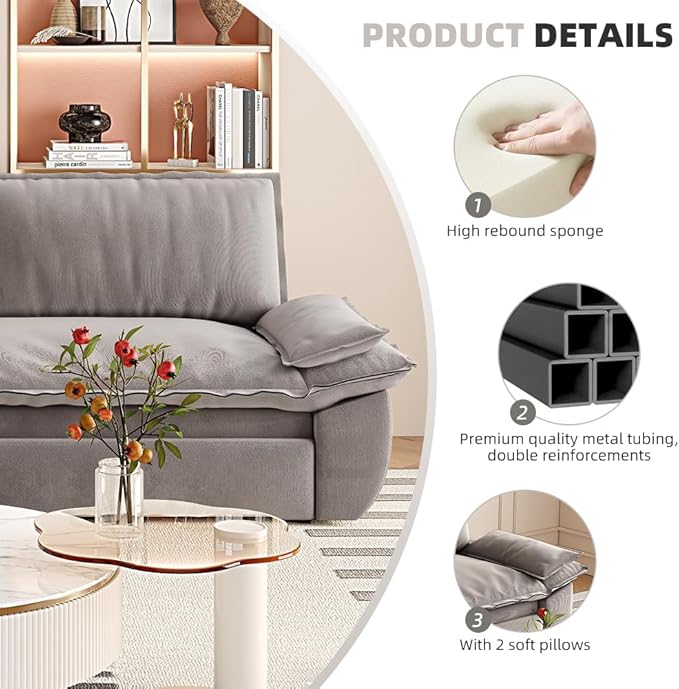 KEIKI 73.2" Queen Sleeper Couch, 3-in-1 Convertible Pull Out Sofa Bed