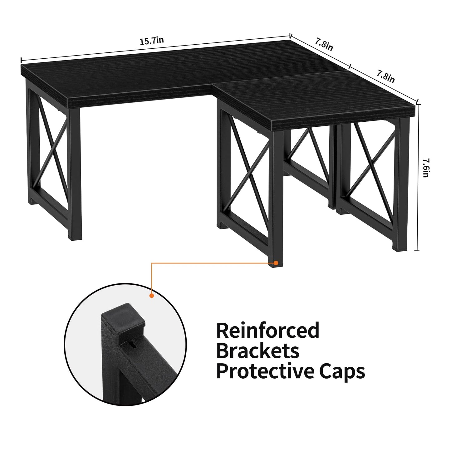 Honiter 2 Sets Desk Shelf, Desktop Organizer Shelf, Freestanding Small Bookshelf Desk Organizer, 2 Tier Independent Stackable Desktop Shelves, Desktop Office Storage Rack Display Shelf, Black