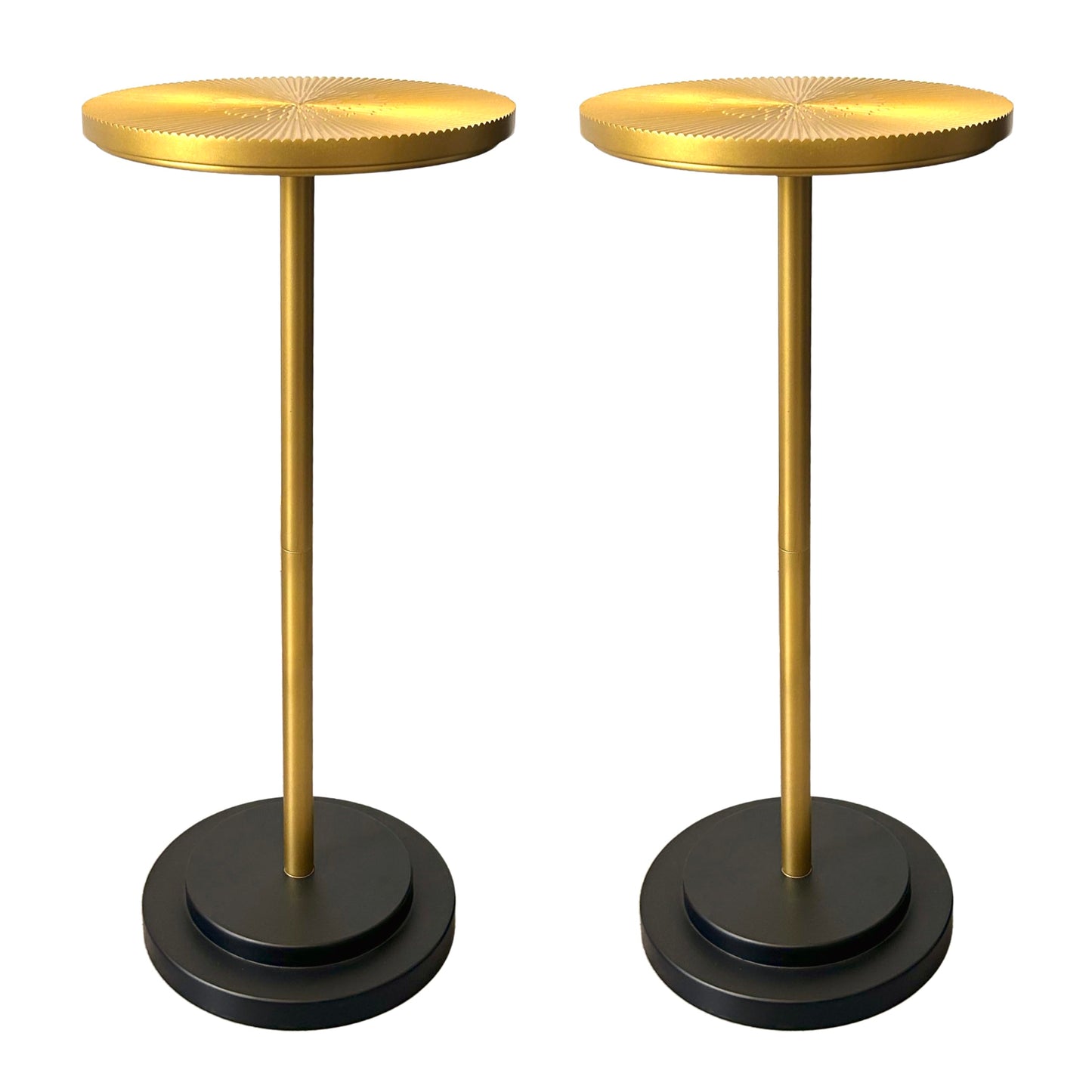 COVLON Drink Table Set of 2, Small Round Pedestal Side Table with Carved Top for Living Room, Bedroom, Small Space, Corners and Office, Gold and Black