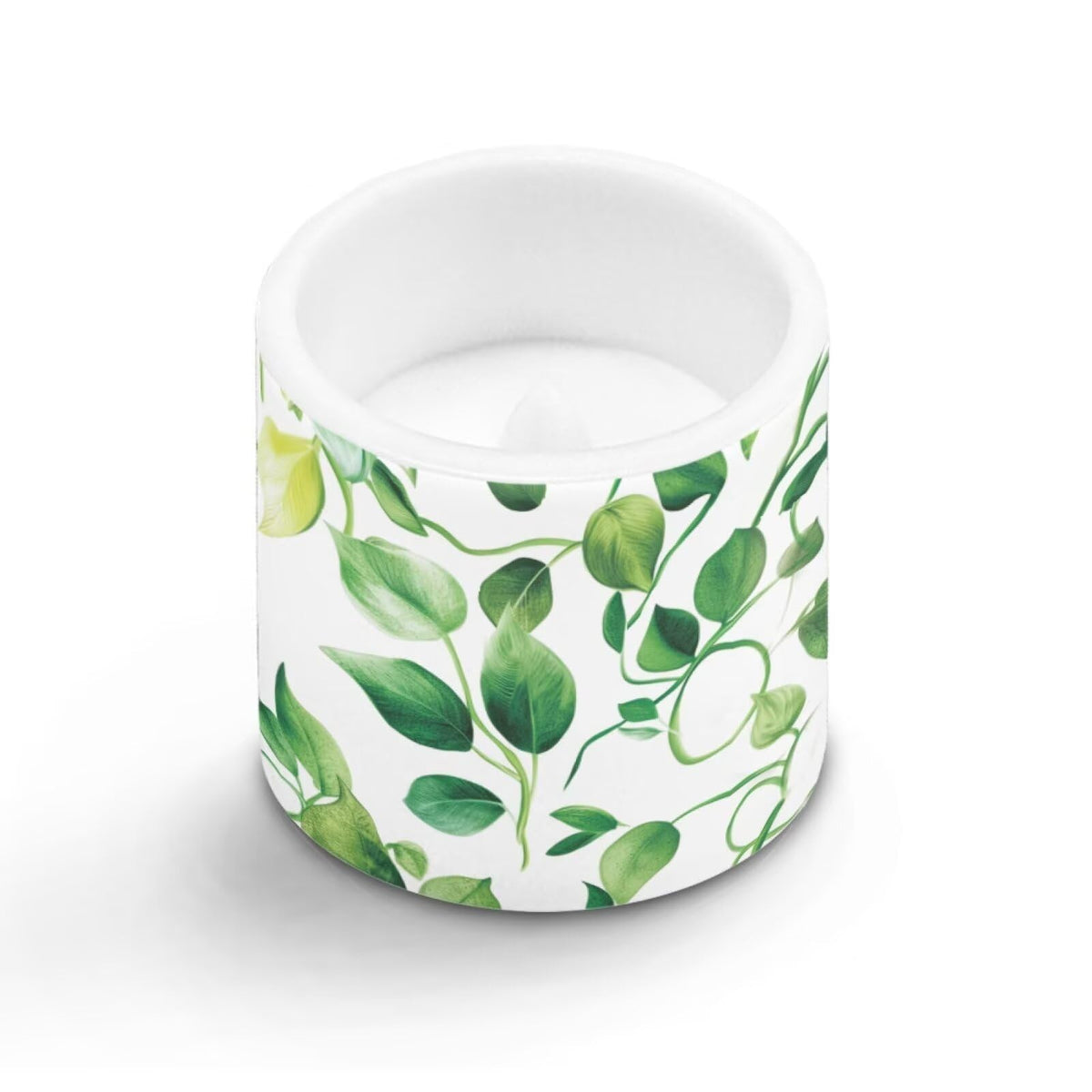 Cozeyat Green Leaves Realistic Dancing Flame Candles 4 Pack Battery Operated Flameless LED with Remote Control Timer Waterproof for Indoor Outdoor Decoration