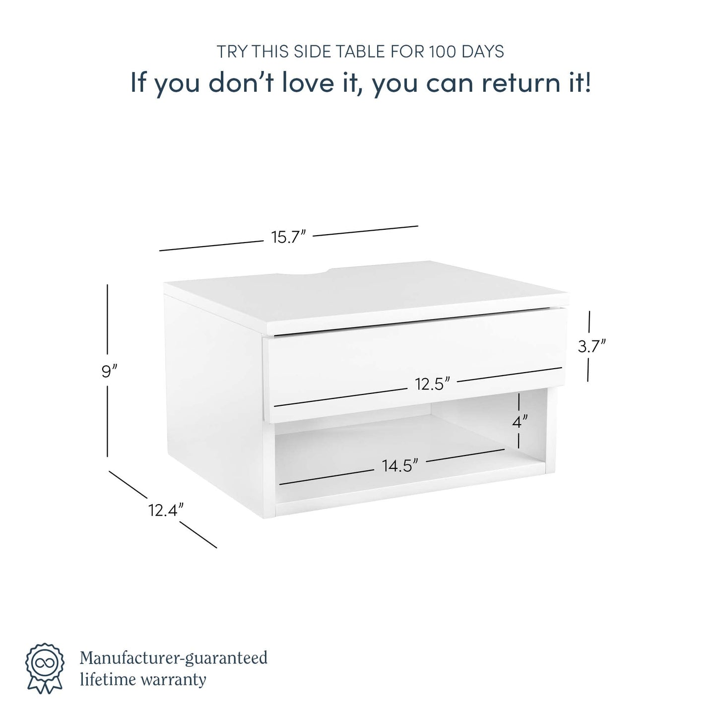 Nathan James Jackson Wall Mounted Floating Bedroom Nightstand with Storage Drawer and Modern Open Shelf Cubby, White