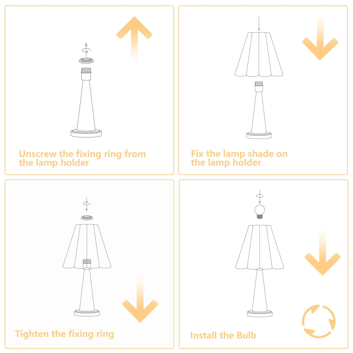 Fengarolam Modern Table Lamp with Petal Linen Lampshade, Dark Faux Wood Metal Base – 20.5” Bedside Nightstand Lamp for Bedroom, Living Room, Office, E26 Base, Max 60W (Bulb Not Included)
