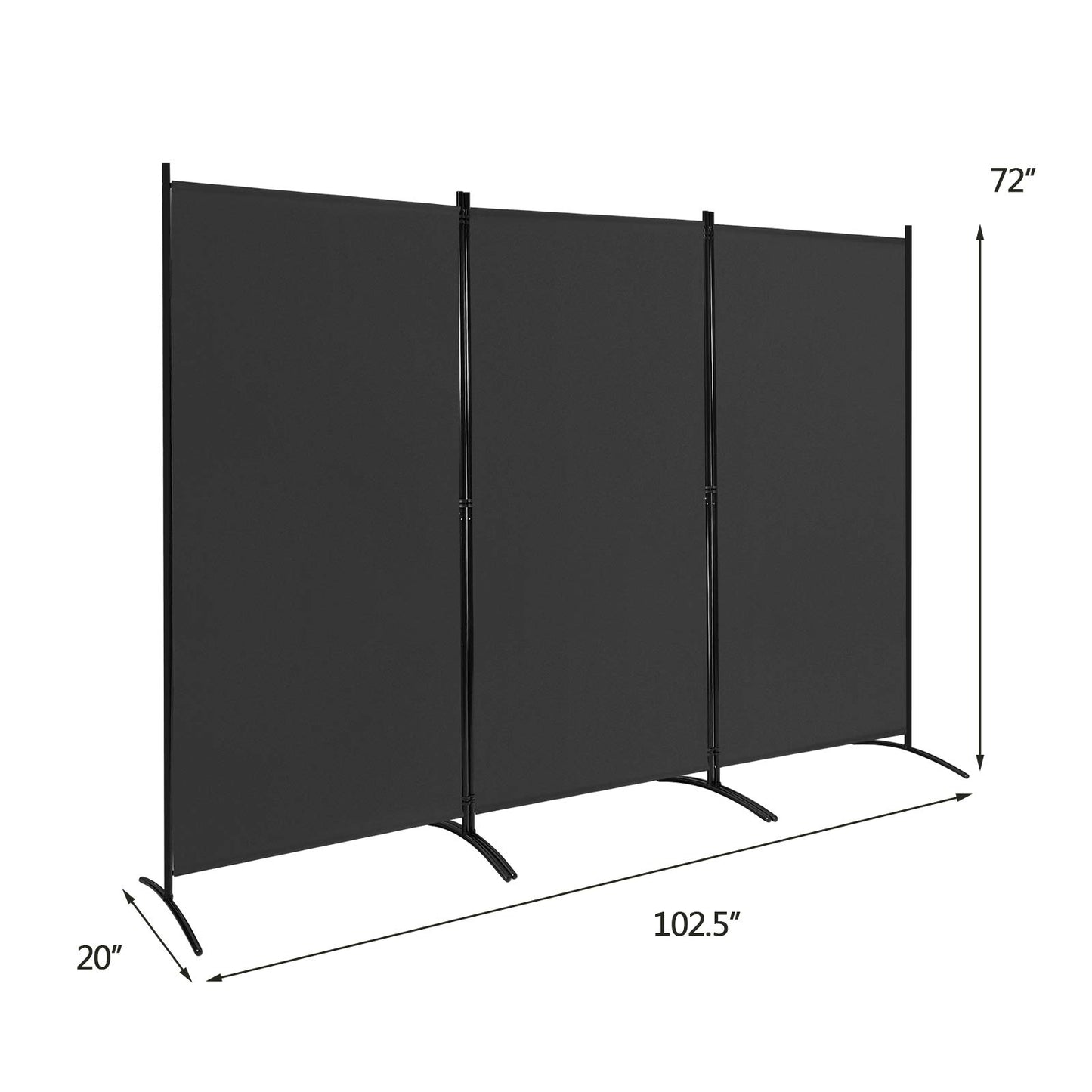 Giantex 6 Ft Tall 3 Panel Room Divider Black, Lightweight Portable Folding Privacy Screen, Freestanding Partition Wall Divider and Separator for Bedroom Home Office Apartment Studio