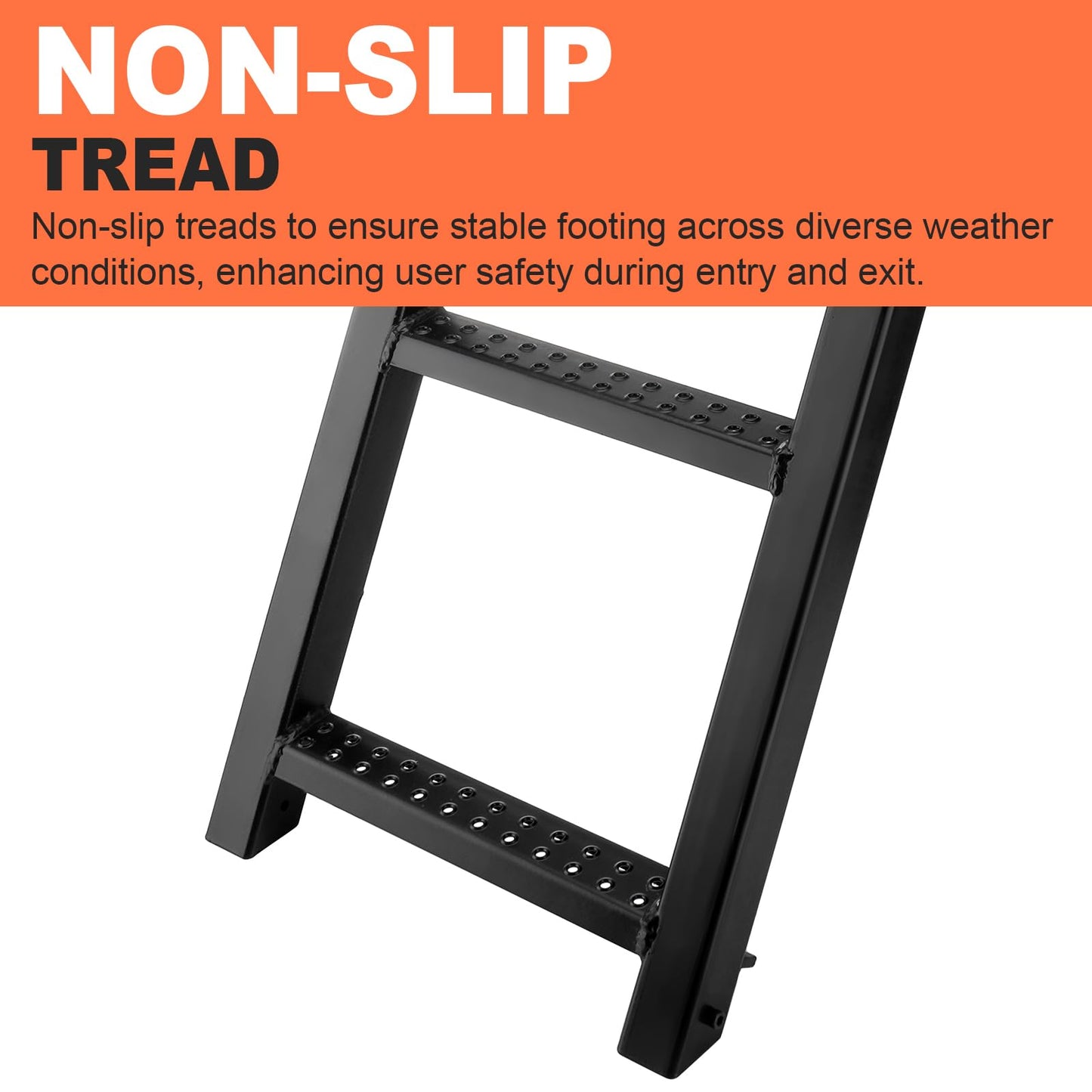 3-Rung Truck Retractable Steps for Pickup Trailer Bed Stepper Non-Slip Tread L-Shaped Bracket Black Flatbed Truck Hitch Ladder Universal