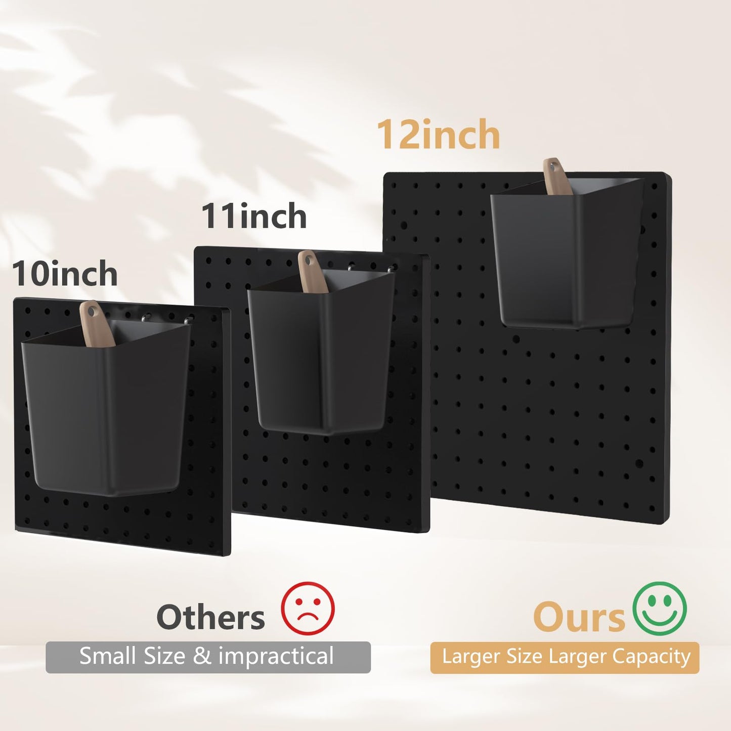 FZK PegBoard, 4 Pack Peg Board 12 * 12inch, Pegboard Wall Organizer, ABS Peg Board for Walls, Black Plastic pegboard, Suitable for Office, Craft Room, Kitchen and Ornament Display