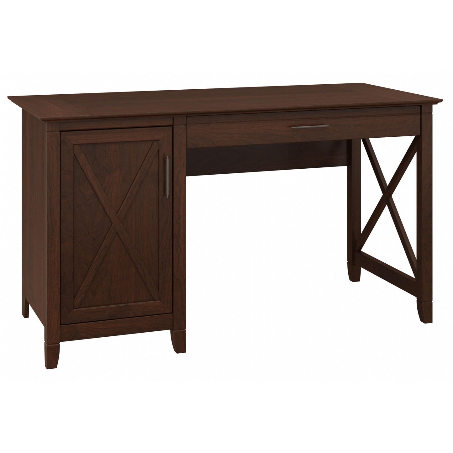 Bush Home Key West Computer Desk with Storage | Farmhouse PC Table for Home Office in Bing Cherry | 54W x 24D