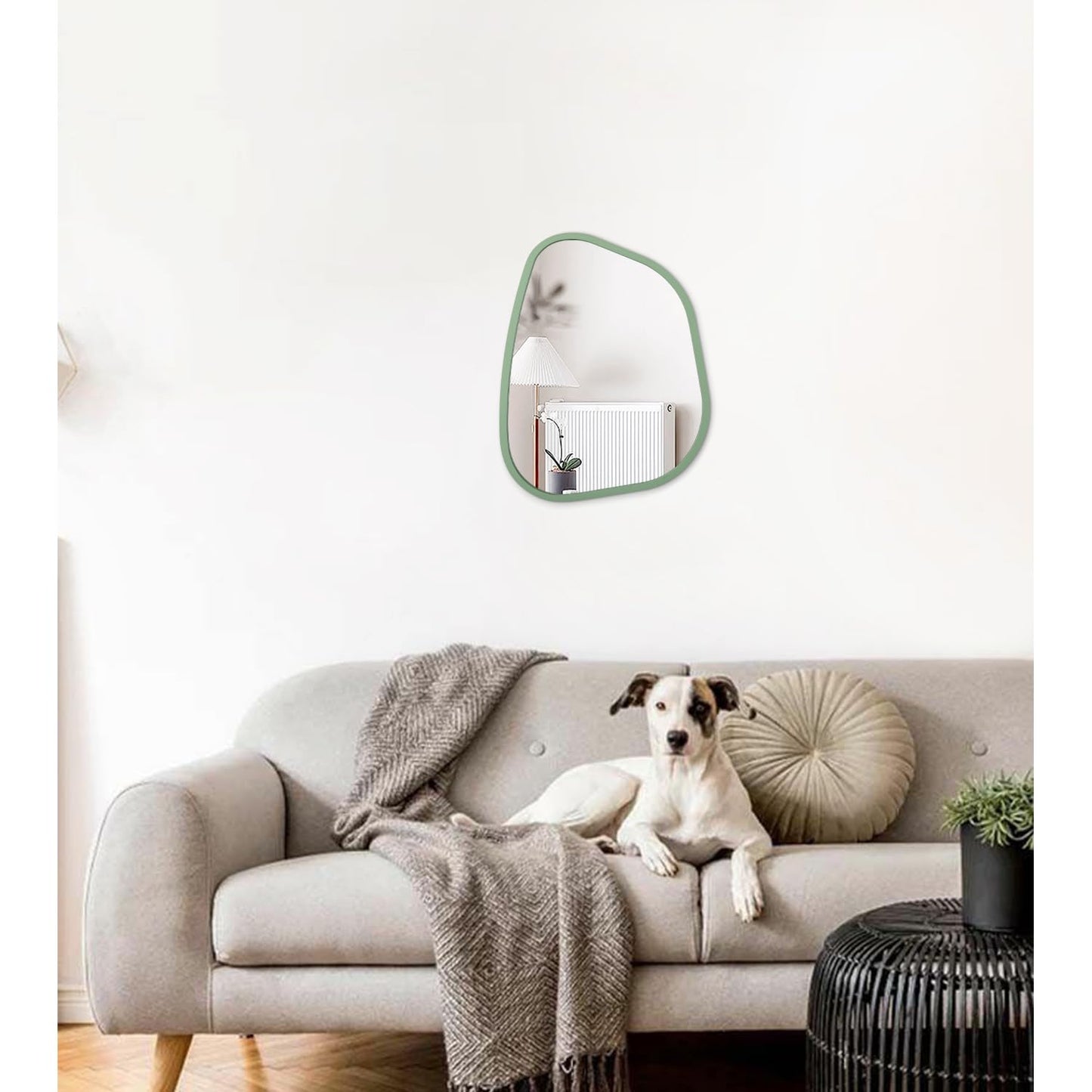 HLFMVWE Asymmetrical Mirror for Wall Irregular Wood Frame Modern Unique Wall Mirror Decorative Vanity Bathroom Living Room Bedroom Entryway Hallway Artistic Mirror 14"x10"
