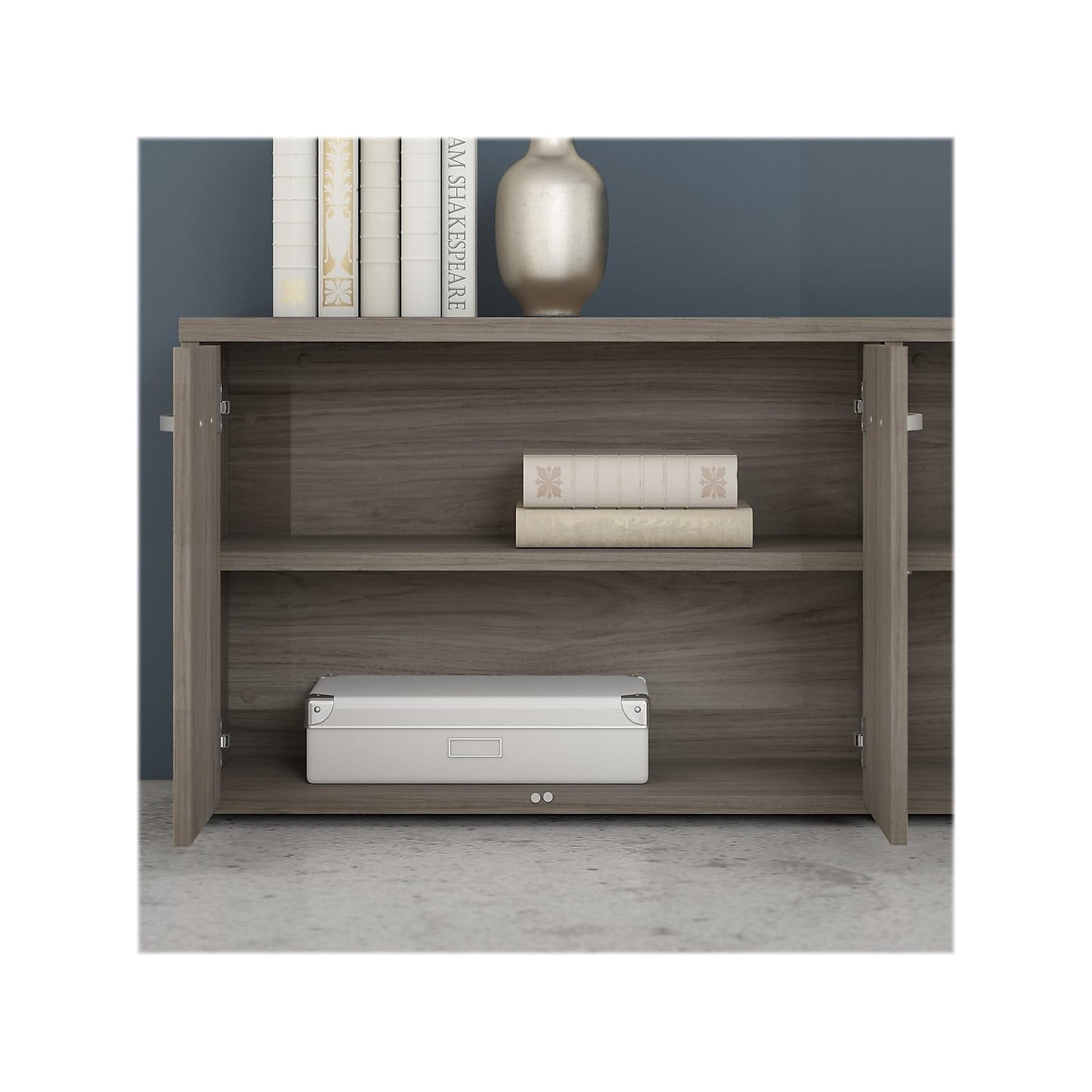 Bush Business Furniture Studio C Low Storage Cabinet with Doors and Shelves in Modern Hickory, Organization for Home or Professional Office