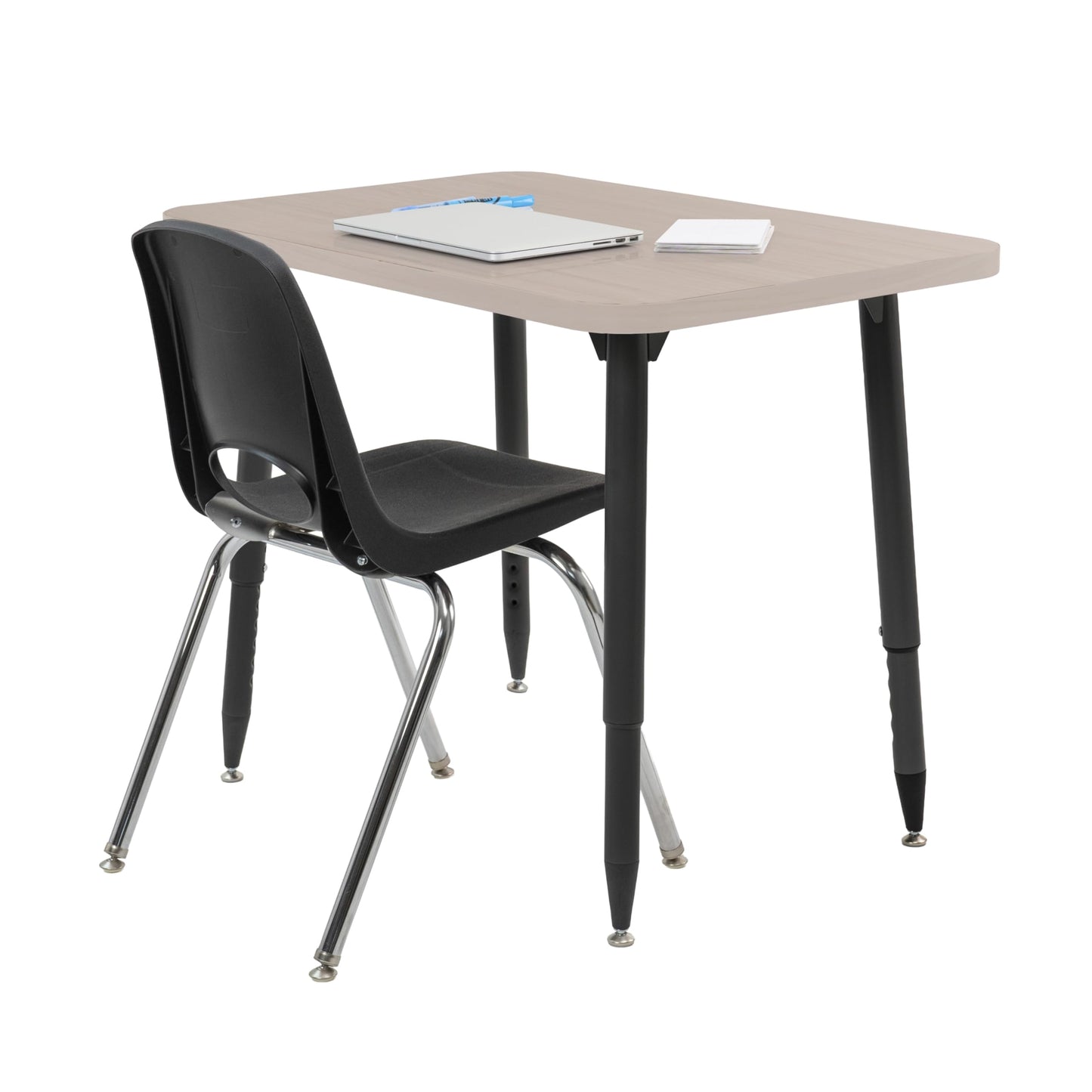 Adapte Commercial Classroom Activity Table - 24" x 36" Rectangle Woodgrain, ADA Compliant Tapered Legs with Glides & Casters, Adjustable Height 22-34" Wheelchair Accessible, School & Office Furniture