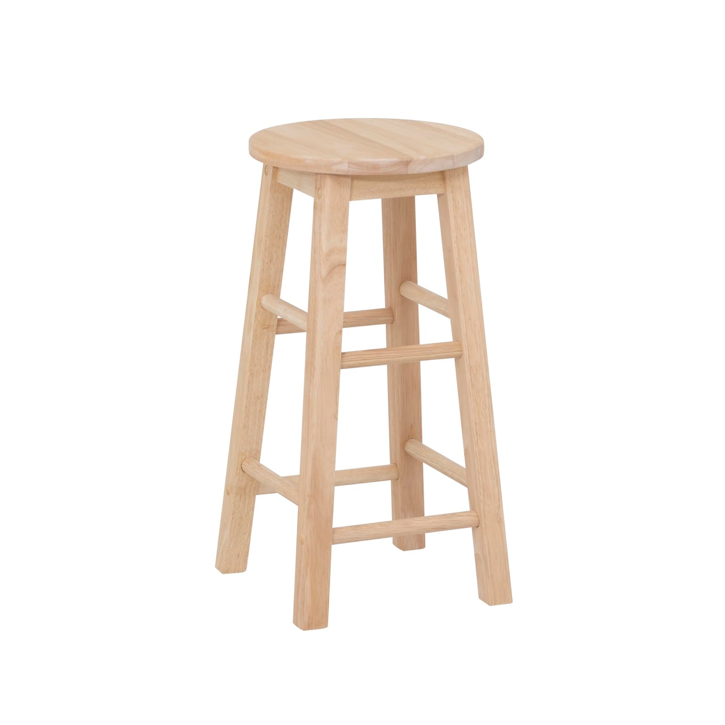 Linon Zeke Unfinished Solid Wood Backless Round Counter Stool with 24 Inch Seat Height