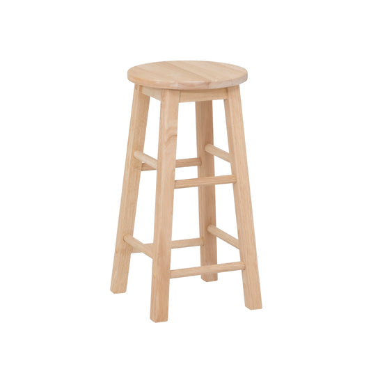 Linon Zeke Unfinished Solid Wood Backless Round Counter Stool with 24 Inch Seat Height