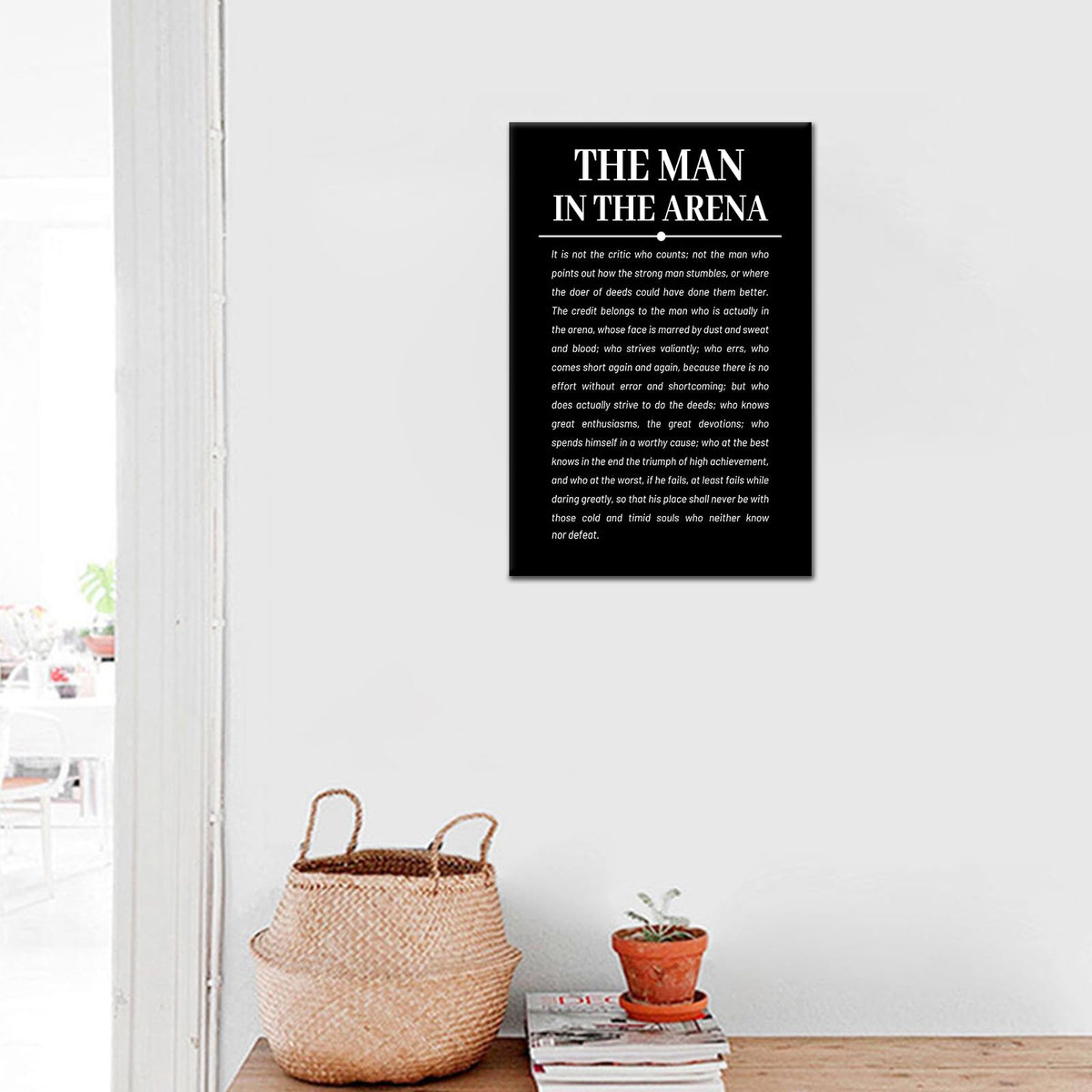 The Man in the Arena Inspirational Canvas Wall Art Motivational Entrepreneur Quotes Poster Print Positive Picture Artwork for Bedroom Office Wall Decor Ready to Hang [12''Wx18''H]