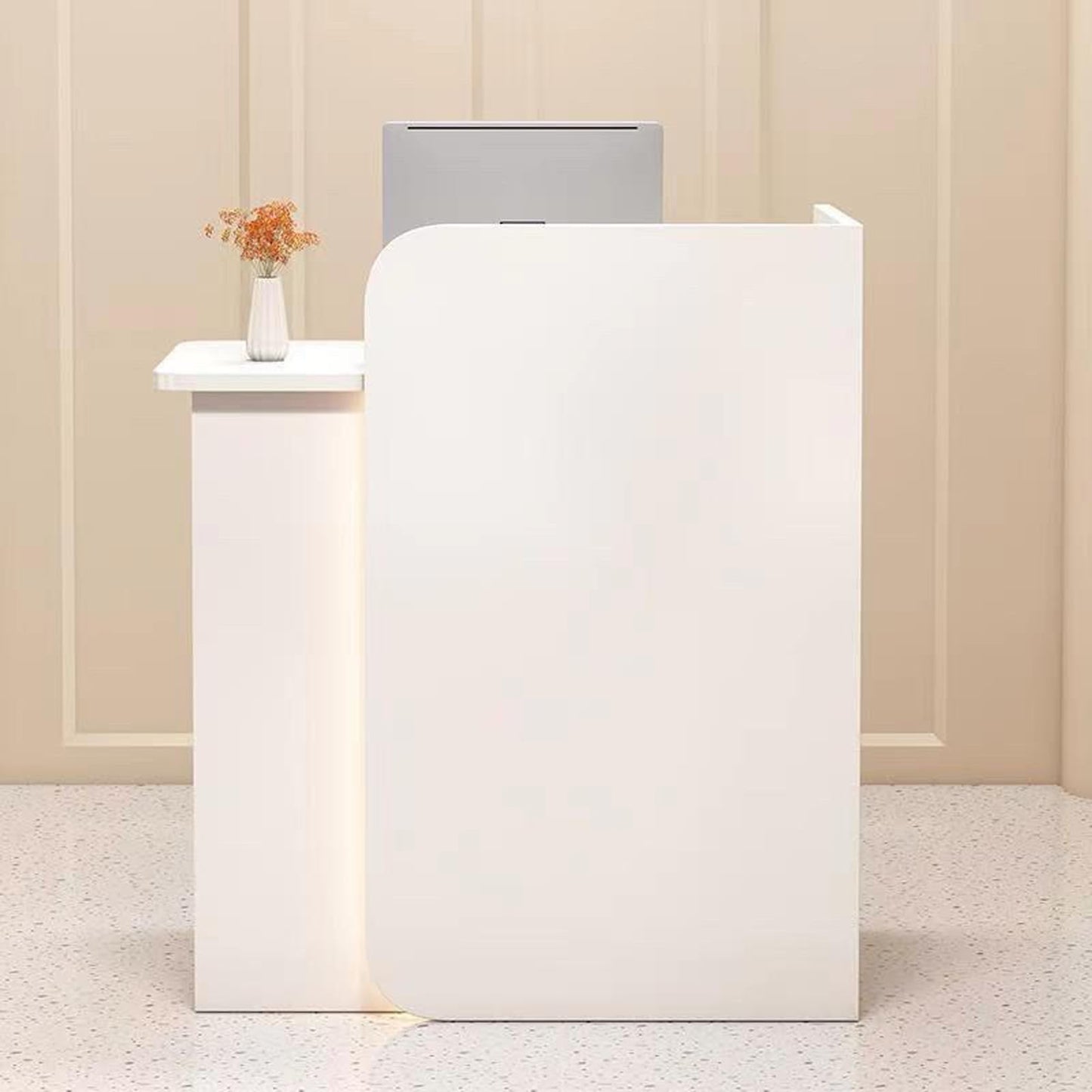Modern Reception Desk with Lockable Drawers & Storage Cupboard, Reception Desk, Modern Office Computer Front Desk with Lockable Drawer, Cashier Retail Counter Table for Office, Boutique, Spa